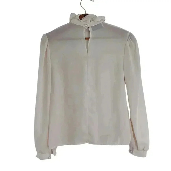Vintage Hampton Place Off White Embroidered Puffy Sleeve Peasant Blouse Size M - Picture 5 of 7